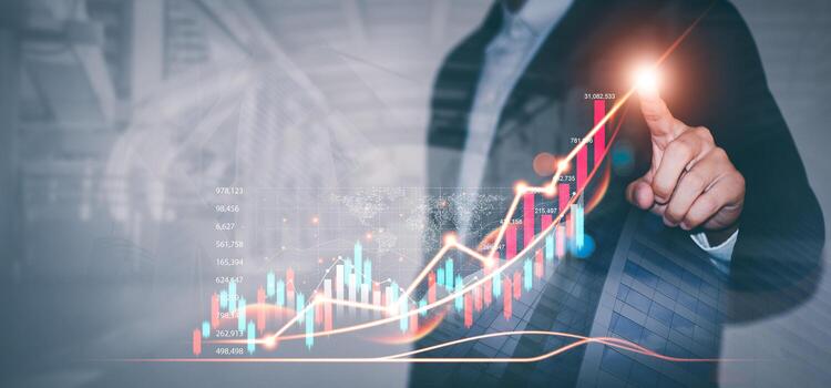 Businessman Draws Graphs Of Business Growth And Analyzes Financial And Investment Data Planning Business Finance And Investment Strategies On Business Finance Background Photo